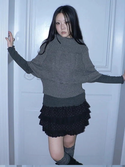 ang project Vintage Loose Knit Turtleneck Sweater Sweater