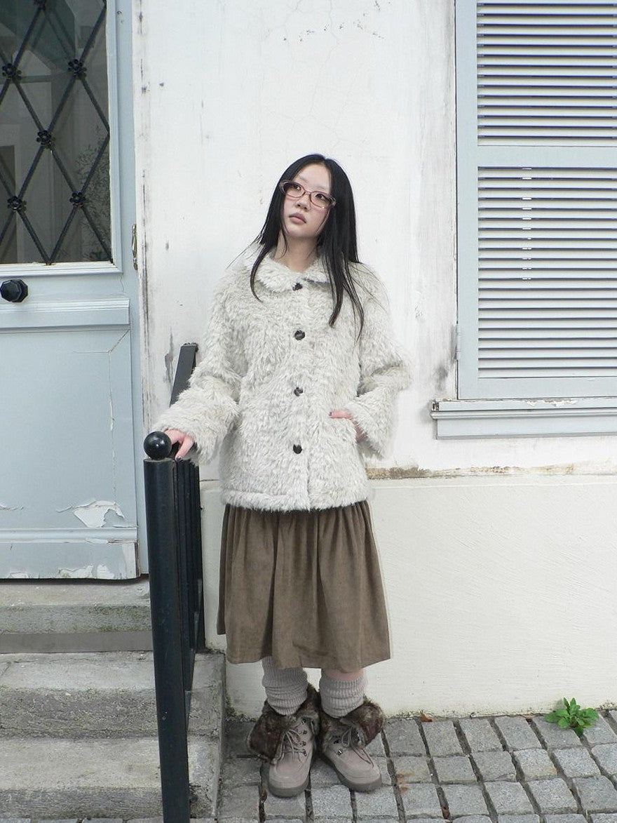 ang project Vintage Oversized Lapel Shearling Women&