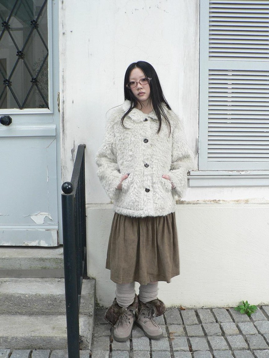 ang project Vintage Oversized Lapel Shearling Women&