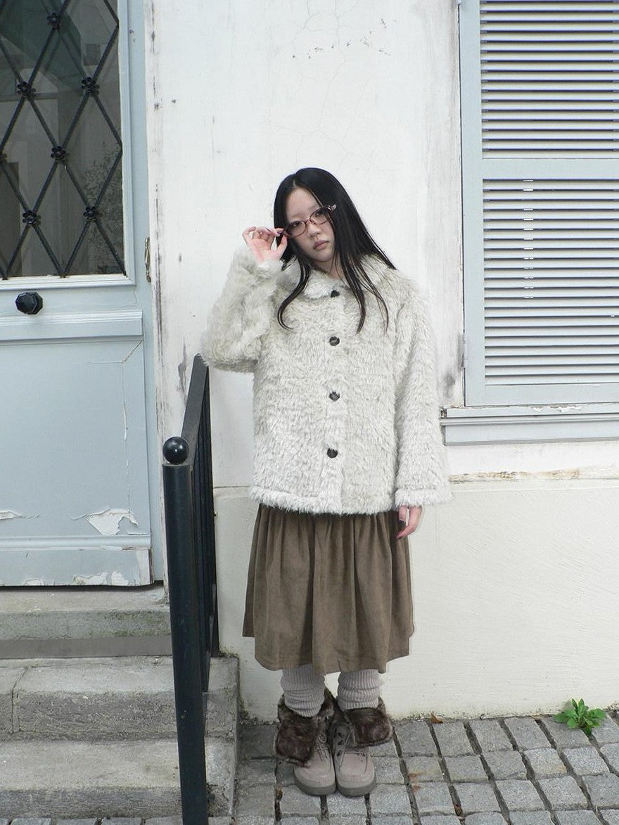 ang project Vintage Oversized Lapel Shearling Women&
