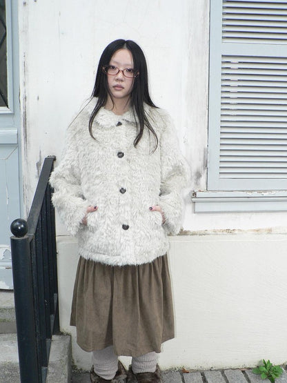 ang project Vintage Oversized Lapel Shearling Women&
