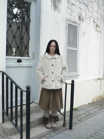 ang project Vintage Oversized Lapel Shearling Women&