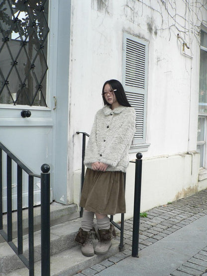 ang project Vintage Oversized Lapel Shearling Women&