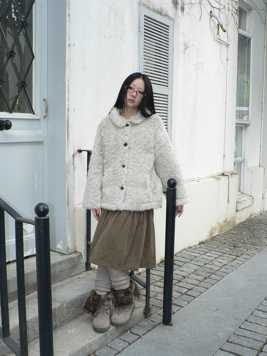 ang project Vintage Oversized Lapel Shearling Women&