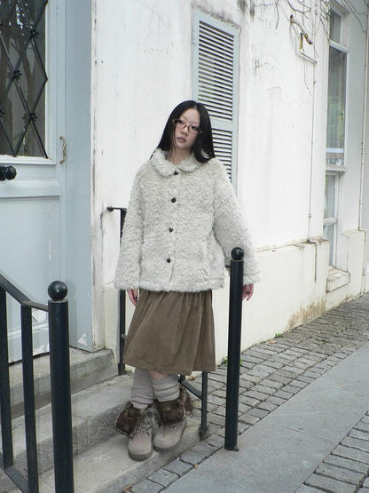 ang project Vintage Oversized Lapel Shearling Women&