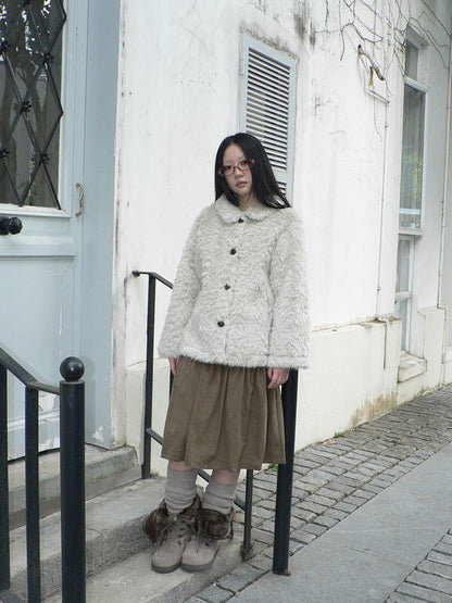 ang project Vintage Oversized Lapel Shearling Women&