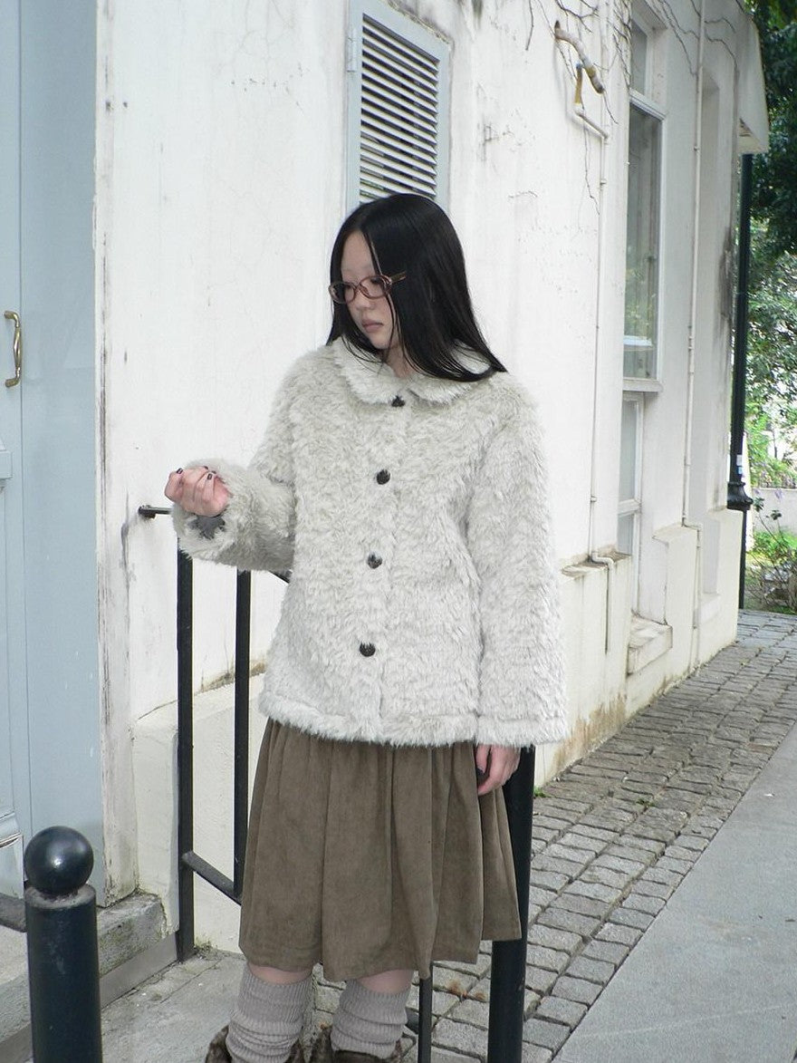 ang project Vintage Oversized Lapel Shearling Women&