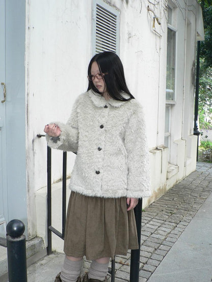 ang project Vintage Oversized Lapel Shearling Women&