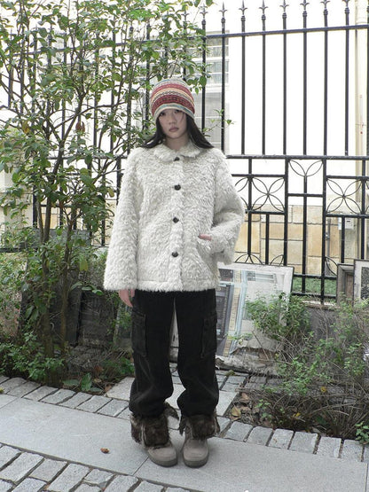 ang project Vintage Oversized Lapel Shearling Women&