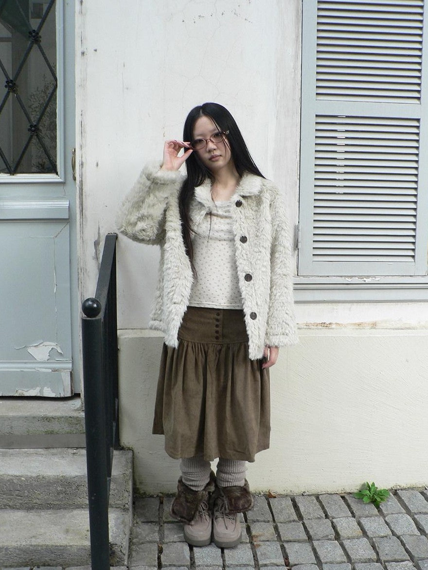 ang project Vintage Oversized Lapel Shearling Women&