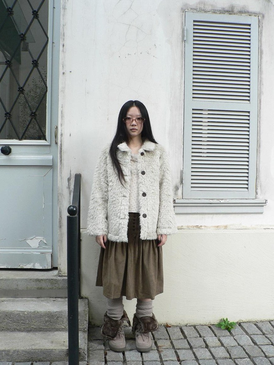 ang project Vintage Oversized Lapel Shearling Women&