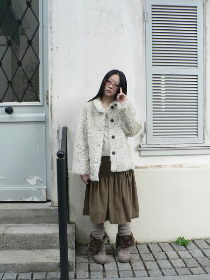ang project Vintage Oversized Lapel Shearling Women&