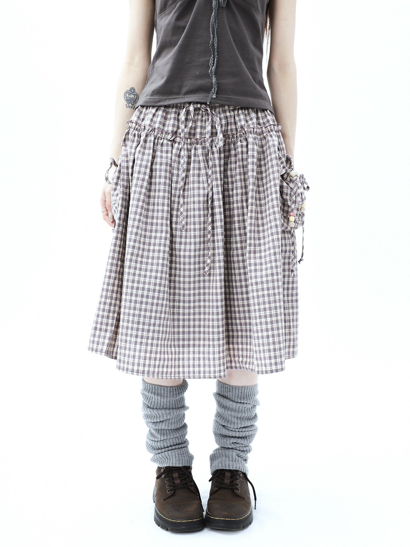 ang_project_Vintage_Plaid_Drawstring_Pockets_A_Line_Women&