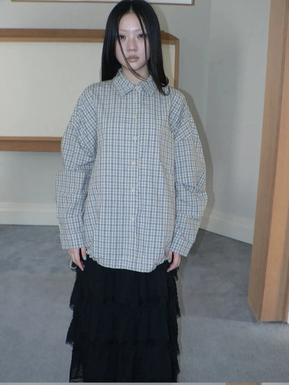 ang project Vintage Plaid Drawstring Waist Shirt Jacket Shirts