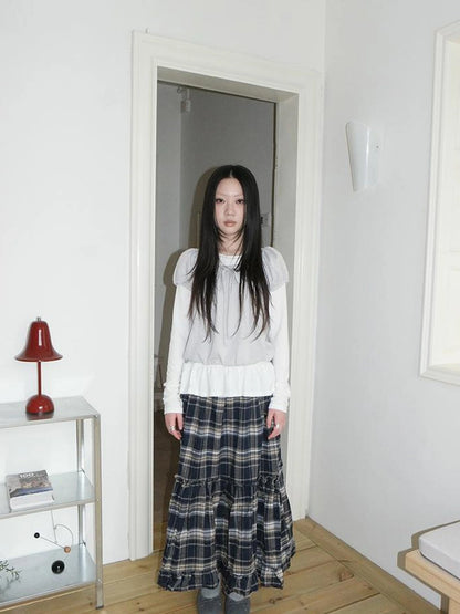 Vintage Plaid Lace Up Waist A Line Skirt