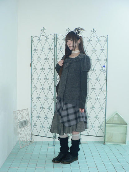 ang project Vintage Plaid Layered Patchwork Asymmetrical Women&