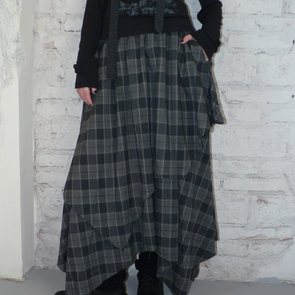 ang_project_Vintage_Plaid_Patchwork_Double_Layer_Asymmetrical_Raw_Hem_Skirt_MISSTT