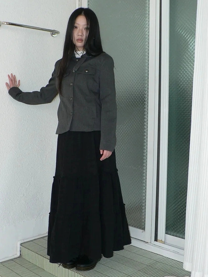 ang project Vintage Plaid Patchwork Peter Pan Collar Midi Skirt Skirt