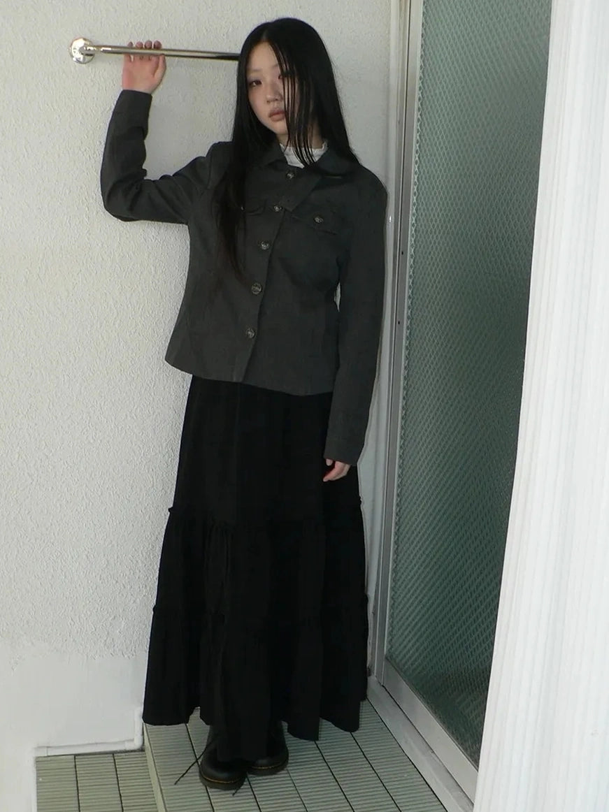 ang project Vintage Plaid Patchwork Peter Pan Collar Midi Skirt Skirt