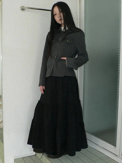 ang project Vintage Plaid Patchwork Peter Pan Collar Midi Skirt Skirt