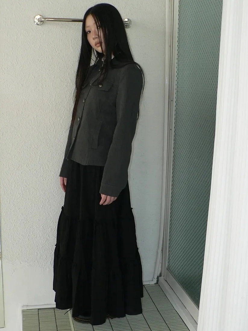 ang project Vintage Plaid Patchwork Peter Pan Collar Midi Skirt Skirt