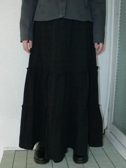 ang project Vintage Plaid Patchwork Peter Pan Collar Midi Skirt Skirt