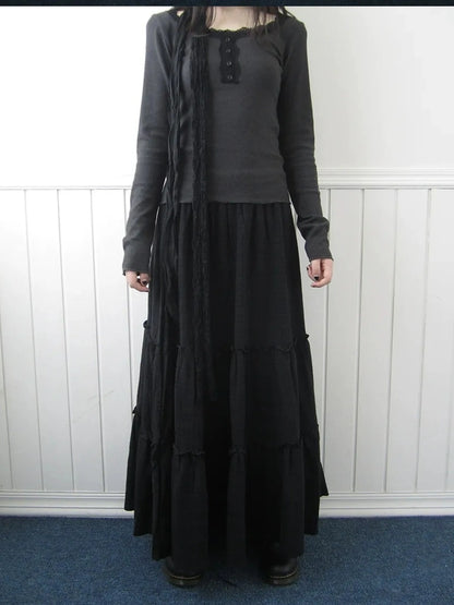 ang project Vintage Plaid Patchwork Peter Pan Collar Midi Skirt Skirt