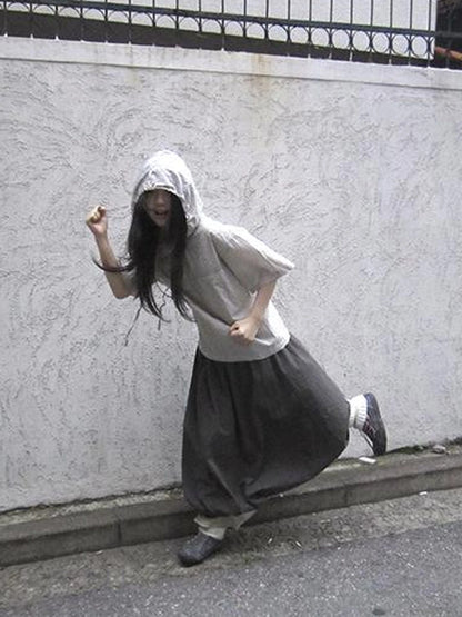 Vintage Plaid Short Sleeve Hooded Shirt