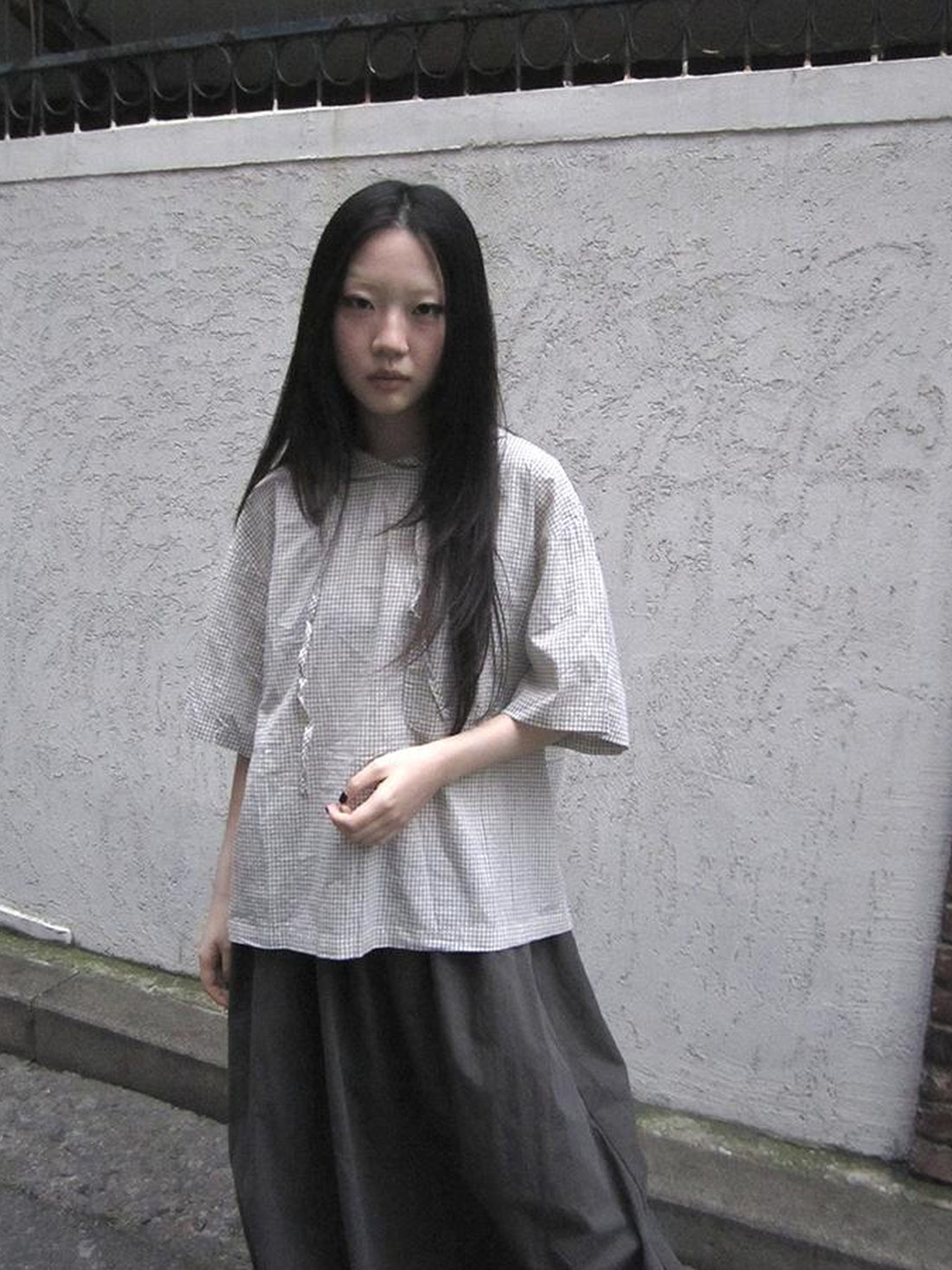 ang project Vintage Plaid Short Sleeve Hooded Shirt
