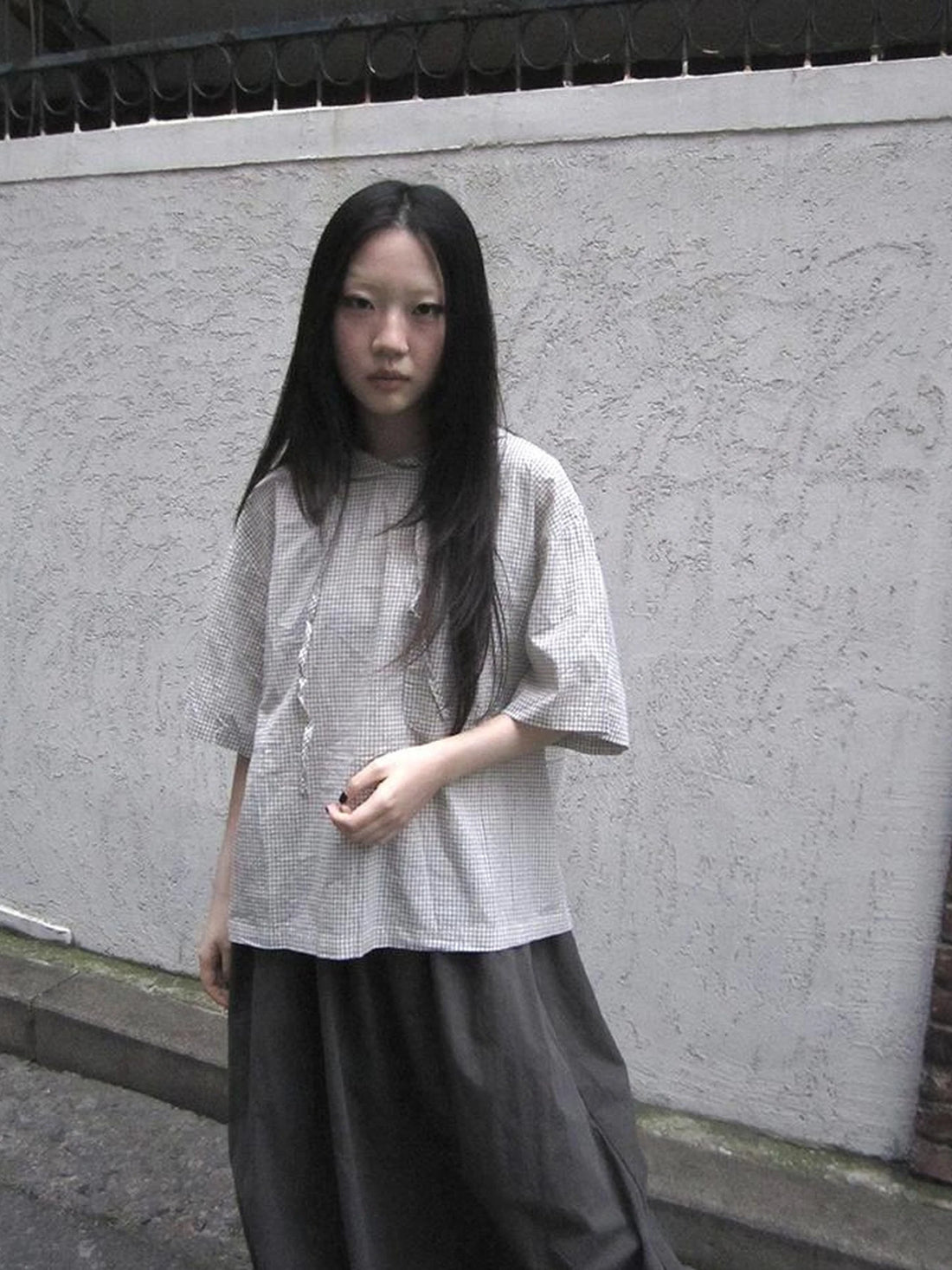 Vintage Plaid Short Sleeve Hooded Shirt