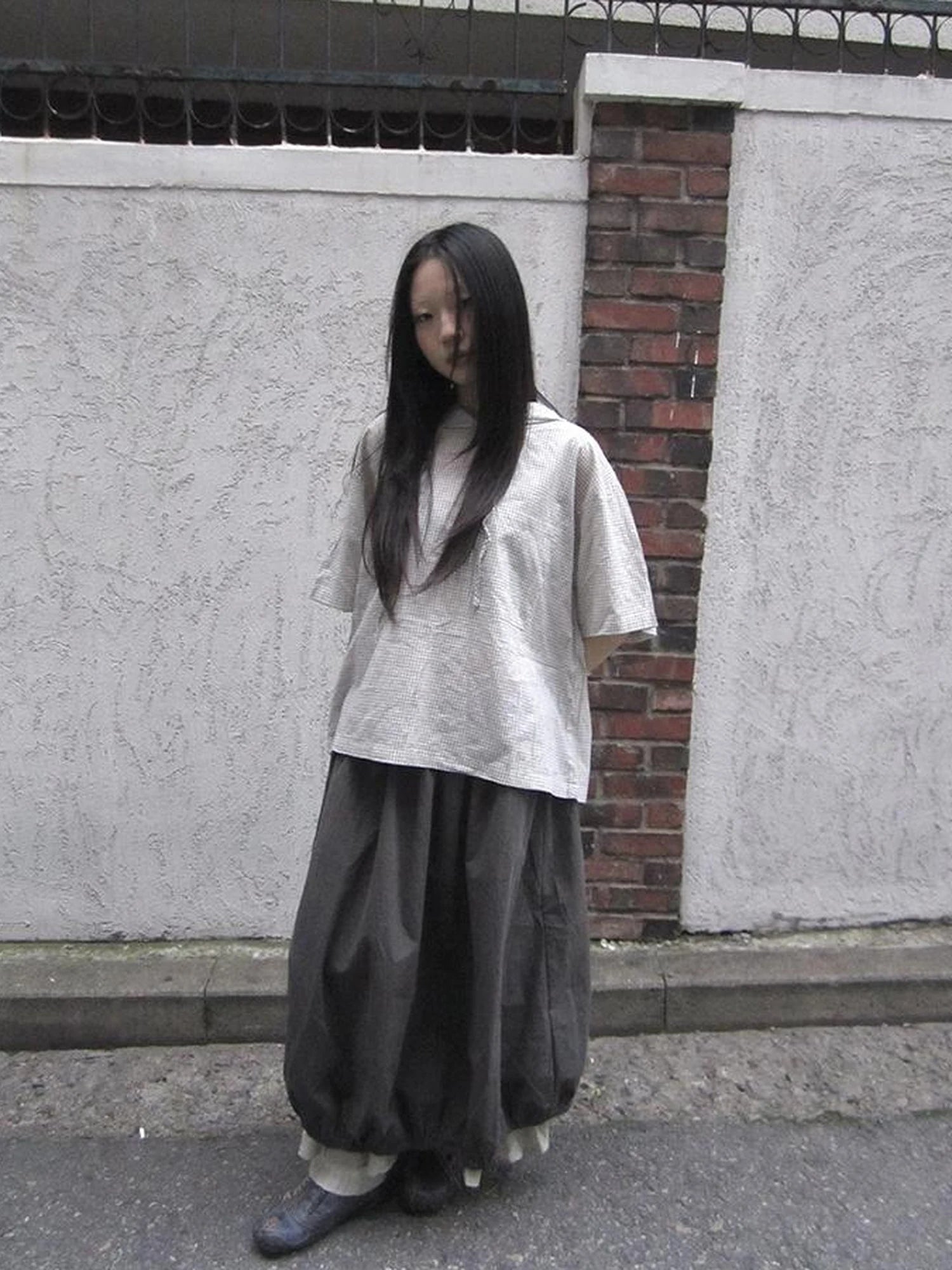 Vintage Plaid Short Sleeve Hooded Shirt