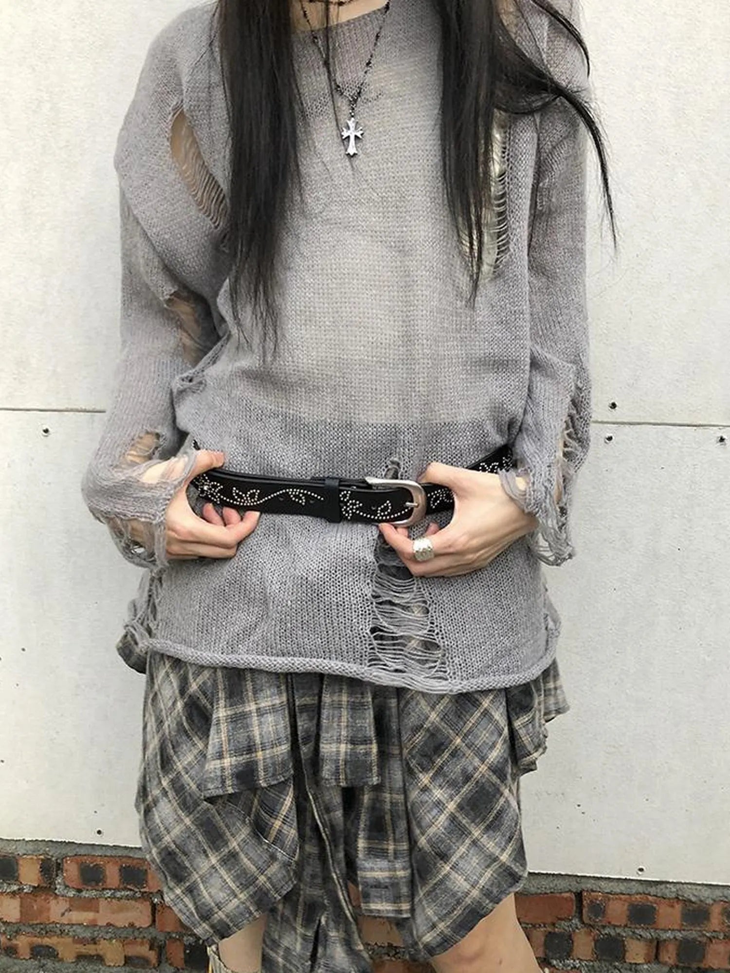 Vintage Plaid Wrap Mini Skirt High Waist Adjustable Waistband