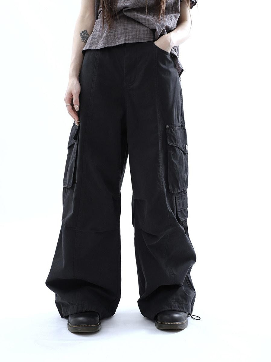 ang project Vintage Pleated Cargo Multi Pocket Women&