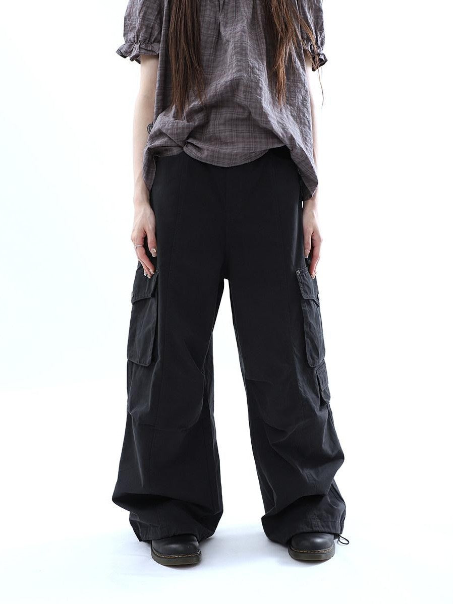 ang project Vintage Pleated Cargo Multi Pocket Women&