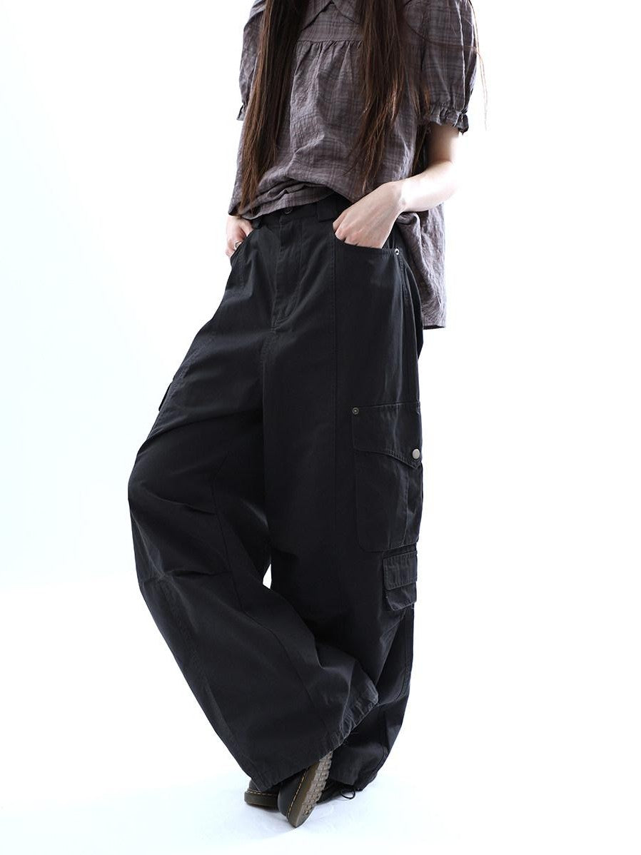 ang project Vintage Pleated Cargo Multi Pocket Women&