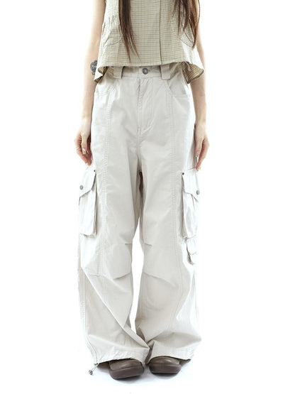 ang project Vintage Pleated Cargo Multi Pocket Women&