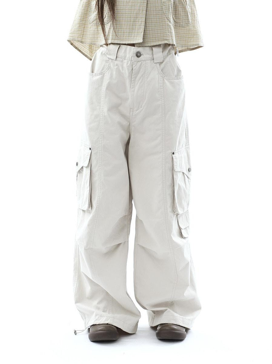 ang project Vintage Pleated Cargo Multi Pocket Women&