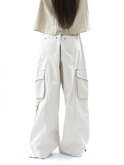 ang project Vintage Pleated Cargo Multi Pocket Women&