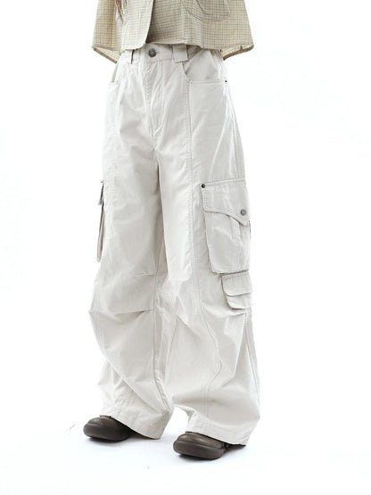 ang project Vintage Pleated Cargo Multi Pocket Women&