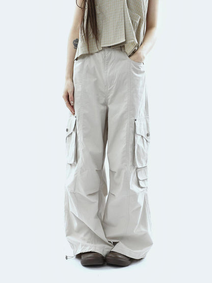 ang project Vintage Pleated Cargo Multi Pocket Women&
