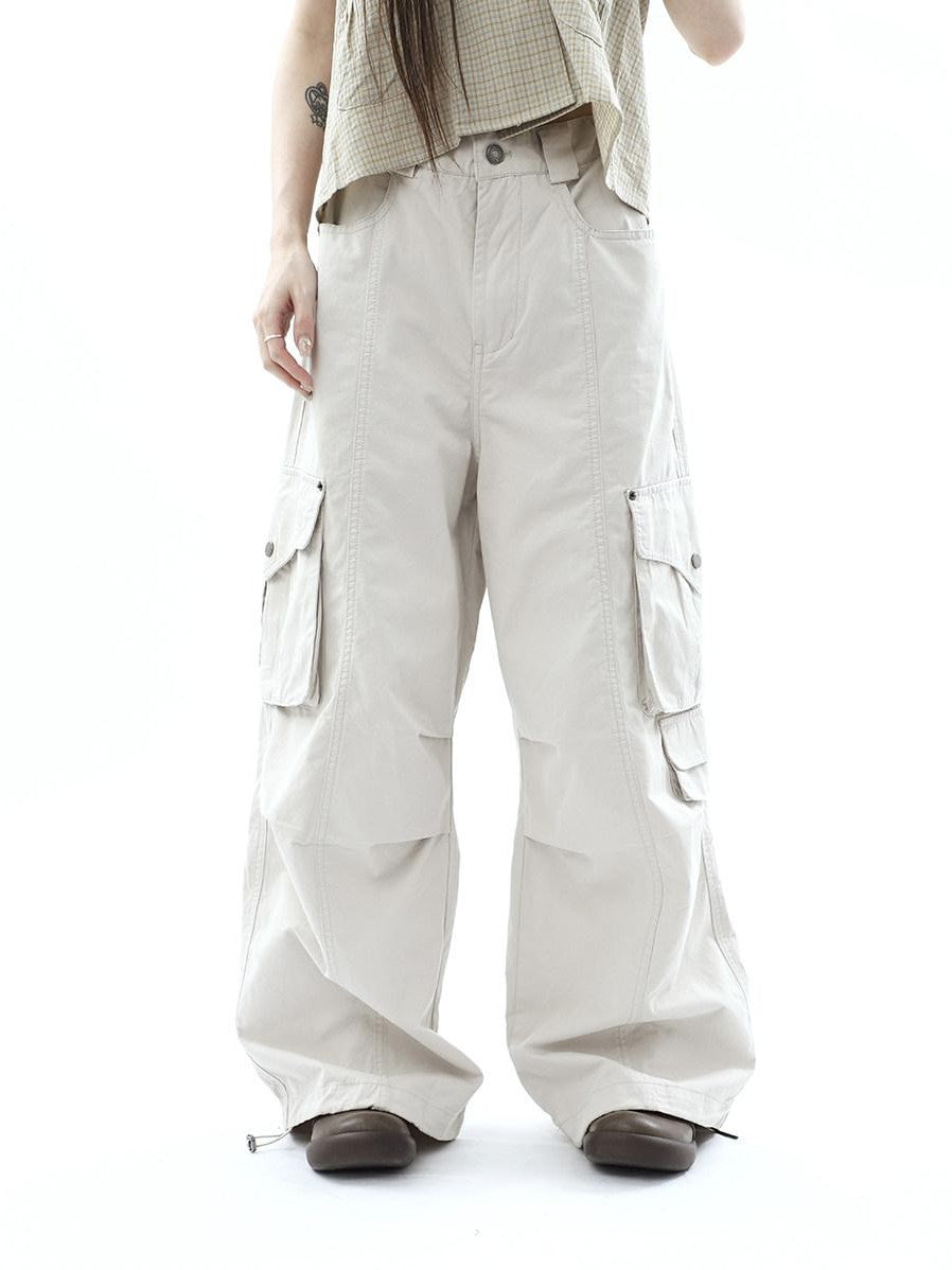 ang project Vintage Pleated Cargo Multi Pocket Women&