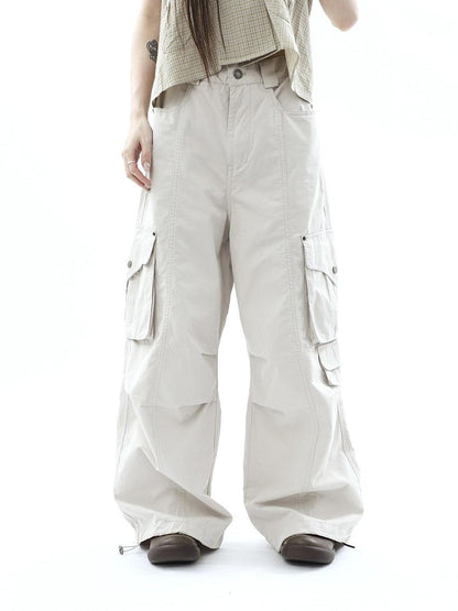 ang project Vintage Pleated Cargo Multi Pocket Women&