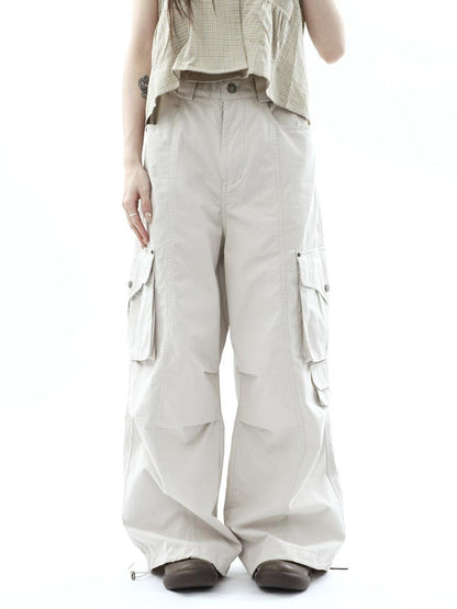 ang project Vintage Pleated Cargo Multi Pocket Women&