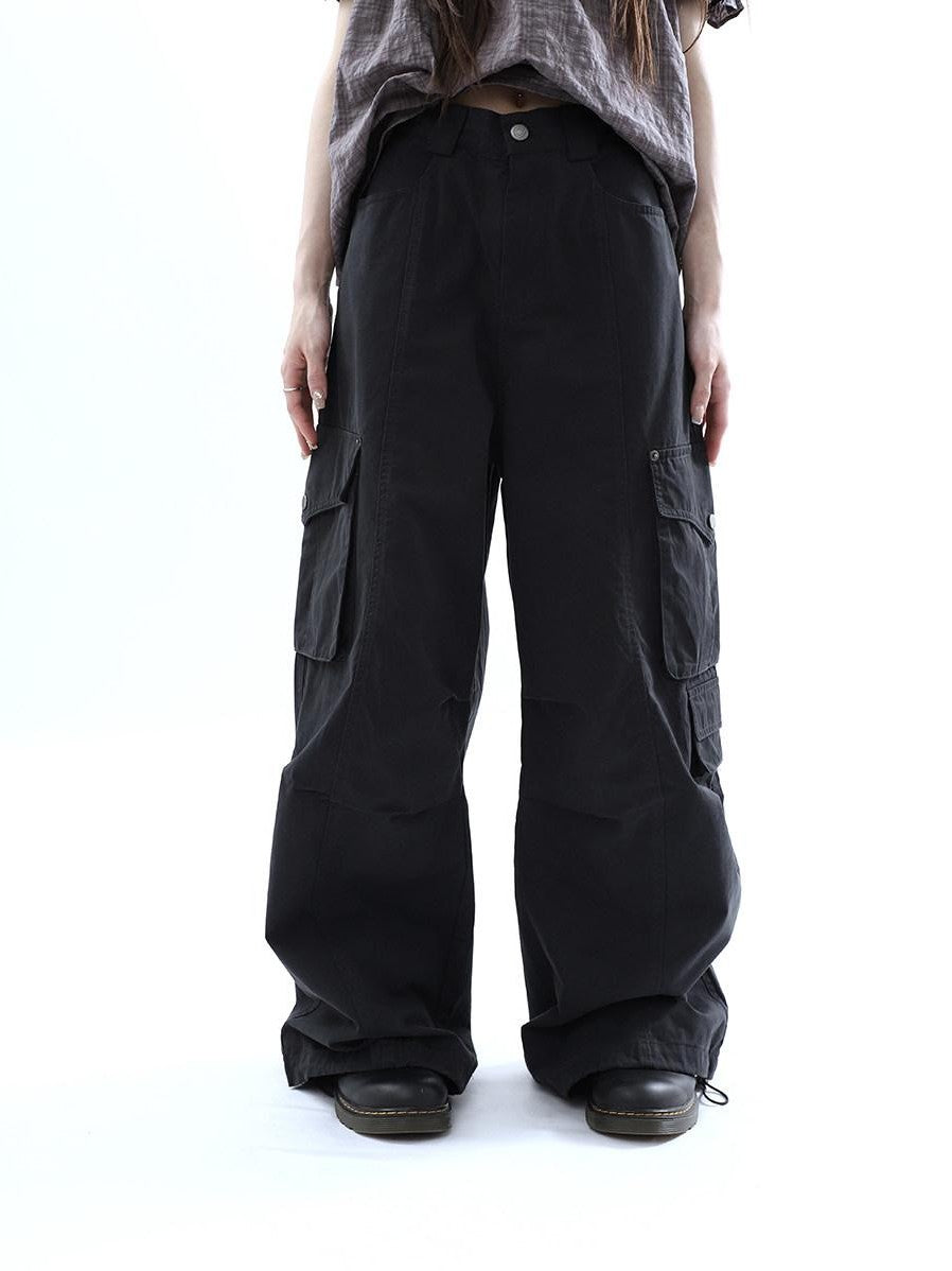 ang project Vintage Pleated Cargo Multi Pocket Women&