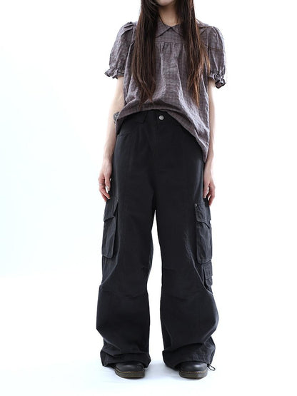ang project Vintage Pleated Cargo Multi Pocket Women&