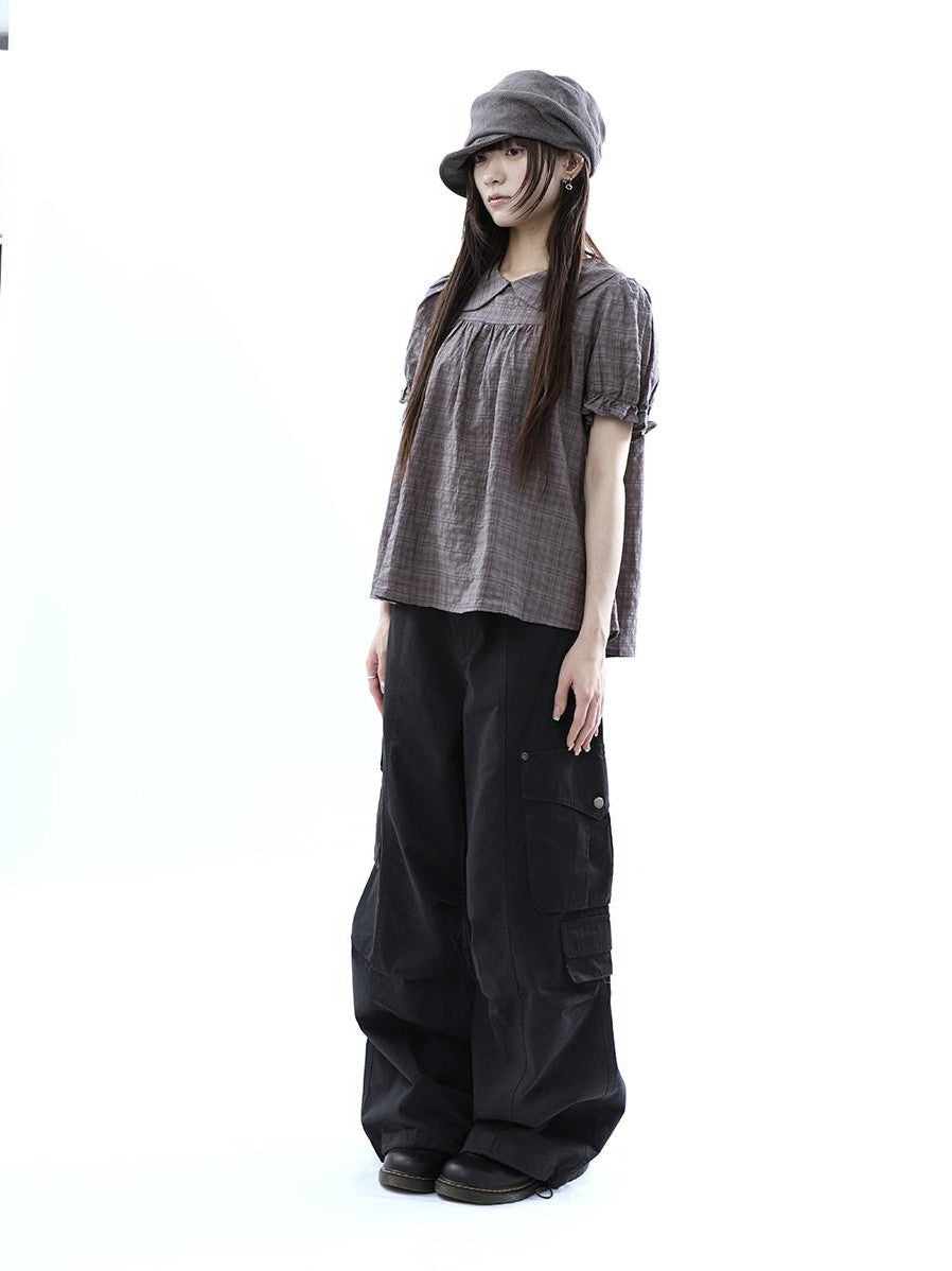 ang project Vintage Pleated Cargo Multi Pocket Women&