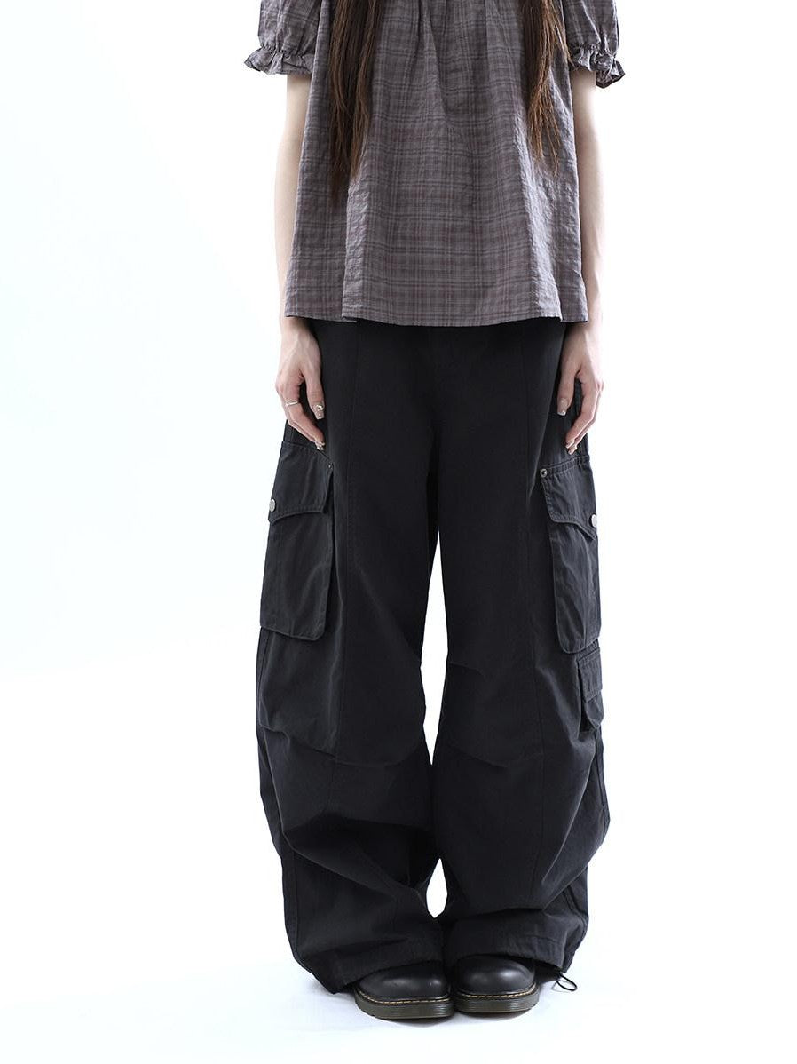ang project Vintage Pleated Cargo Multi Pocket Women&