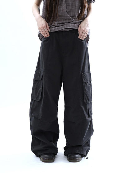 ang project Vintage Pleated Cargo Multi Pocket Women&
