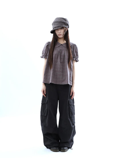 ang project Vintage Pleated Cargo Multi Pocket Women&