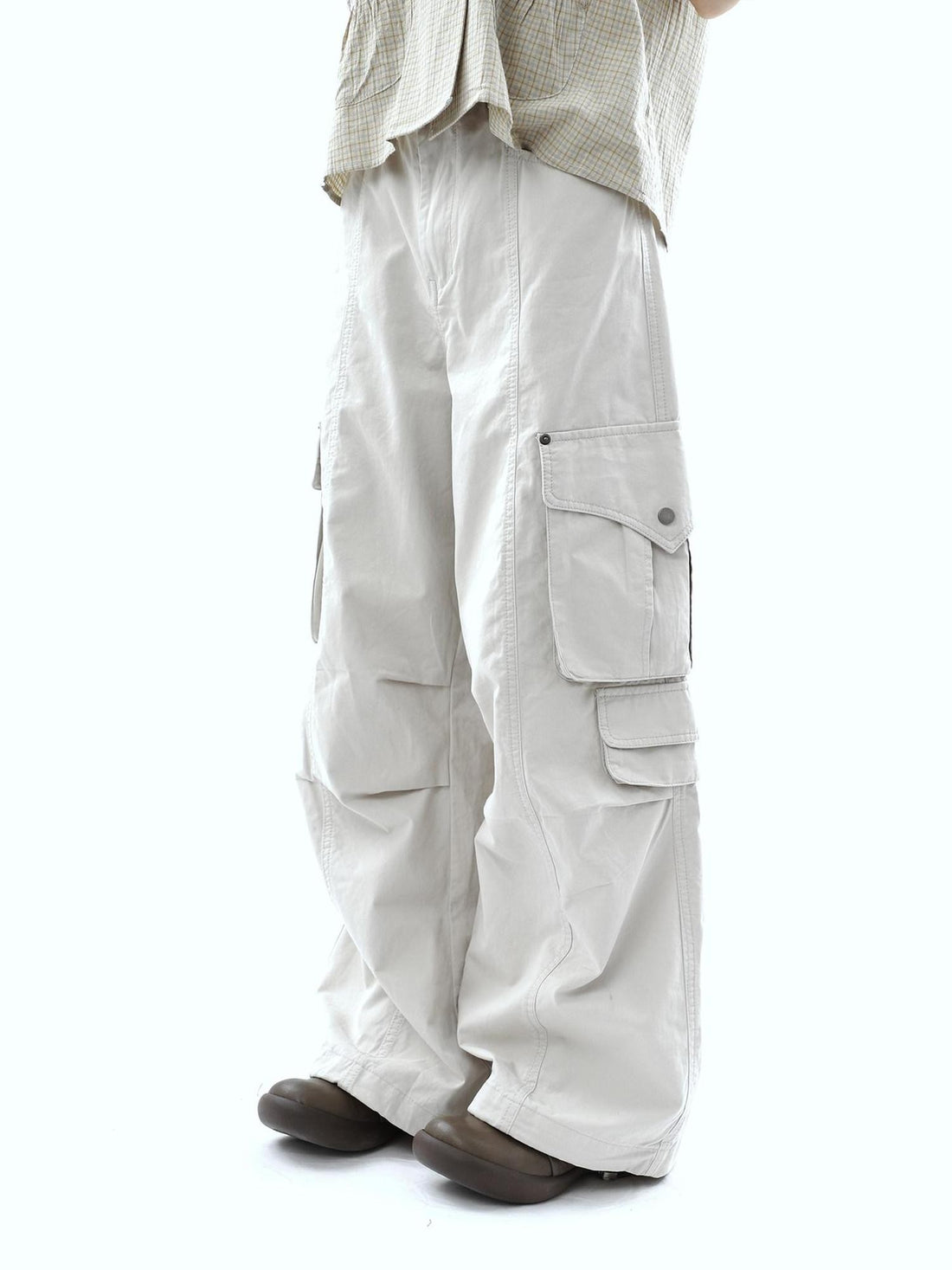 ang project Vintage Pleated Cargo Multi Pocket Women&